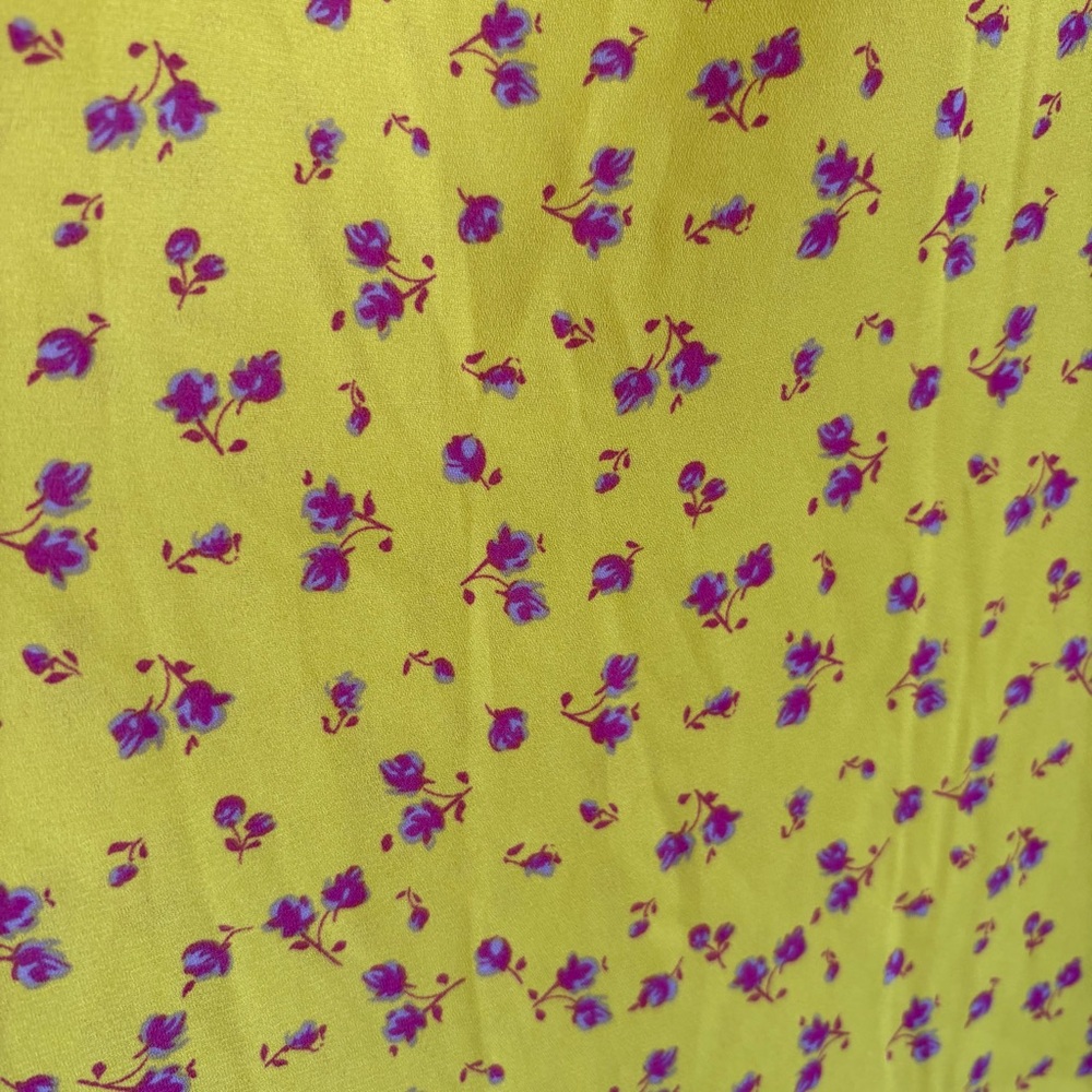 Pleione Yellow‎ Ditsy Floral Flutter Sleeve Blouse Boho Bloomcore Whimsical XL - Picture 2 of 8